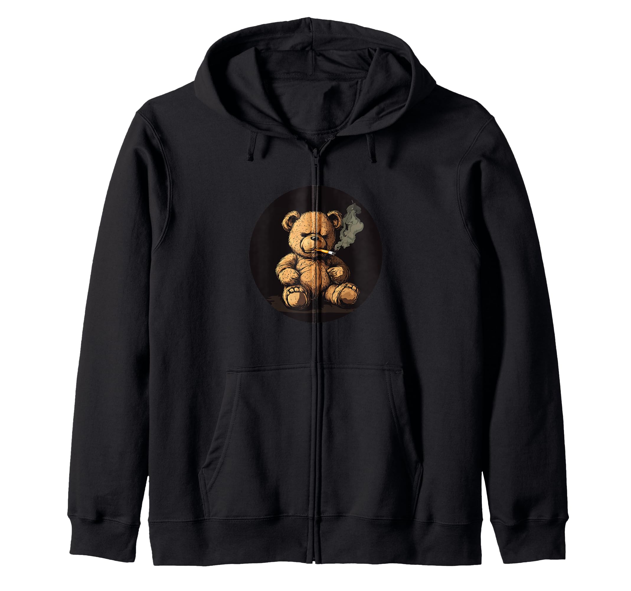 Smoker Teddy Bear Costume - Zip-up Hoodie for Smoking Enthusiasts