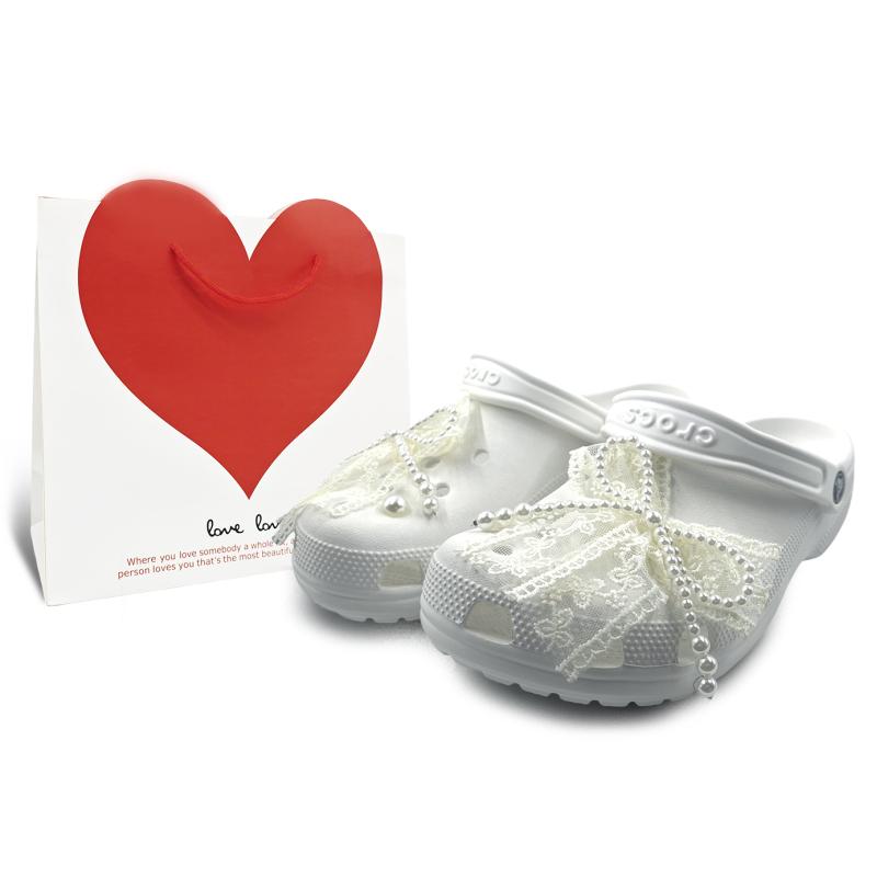 

Crocs Classic clog SIN3A Pearl Maiden Ribbon French Gift Bag Edition Hole Shoes Unisex White 41-42 белый