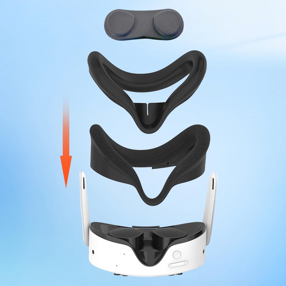 Silicone Cover Set Mask Face Pad with Len Cover & Joystick Cover VR Accessories Protective Cover for Meta Quest 3S VR Headset