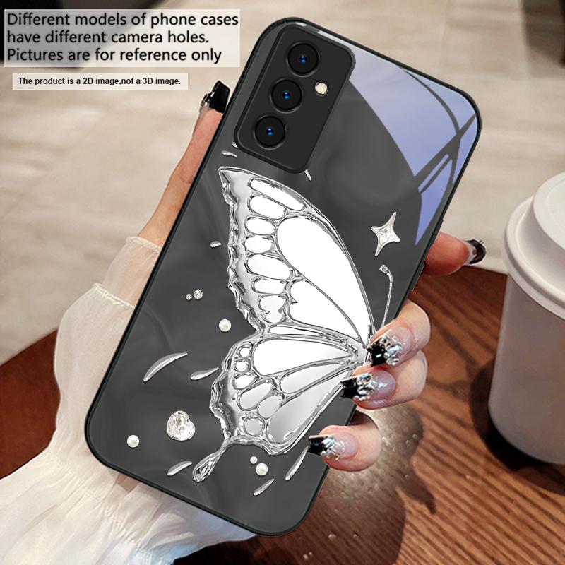 Schmetterling aus Eiskristallen Für Samsung A73 72 71 A70 56 55 54 A53 52 51 50 42 A35 A34 33 32 31 26 25 24 23 22 30 Glashülle