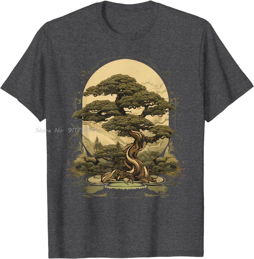 Summer Oversized T-shirt New Horticultural Art Bonsai Cotton Tshirt Trend Unisex Tops Tees Men's Clothing Hip Hop Streetwear