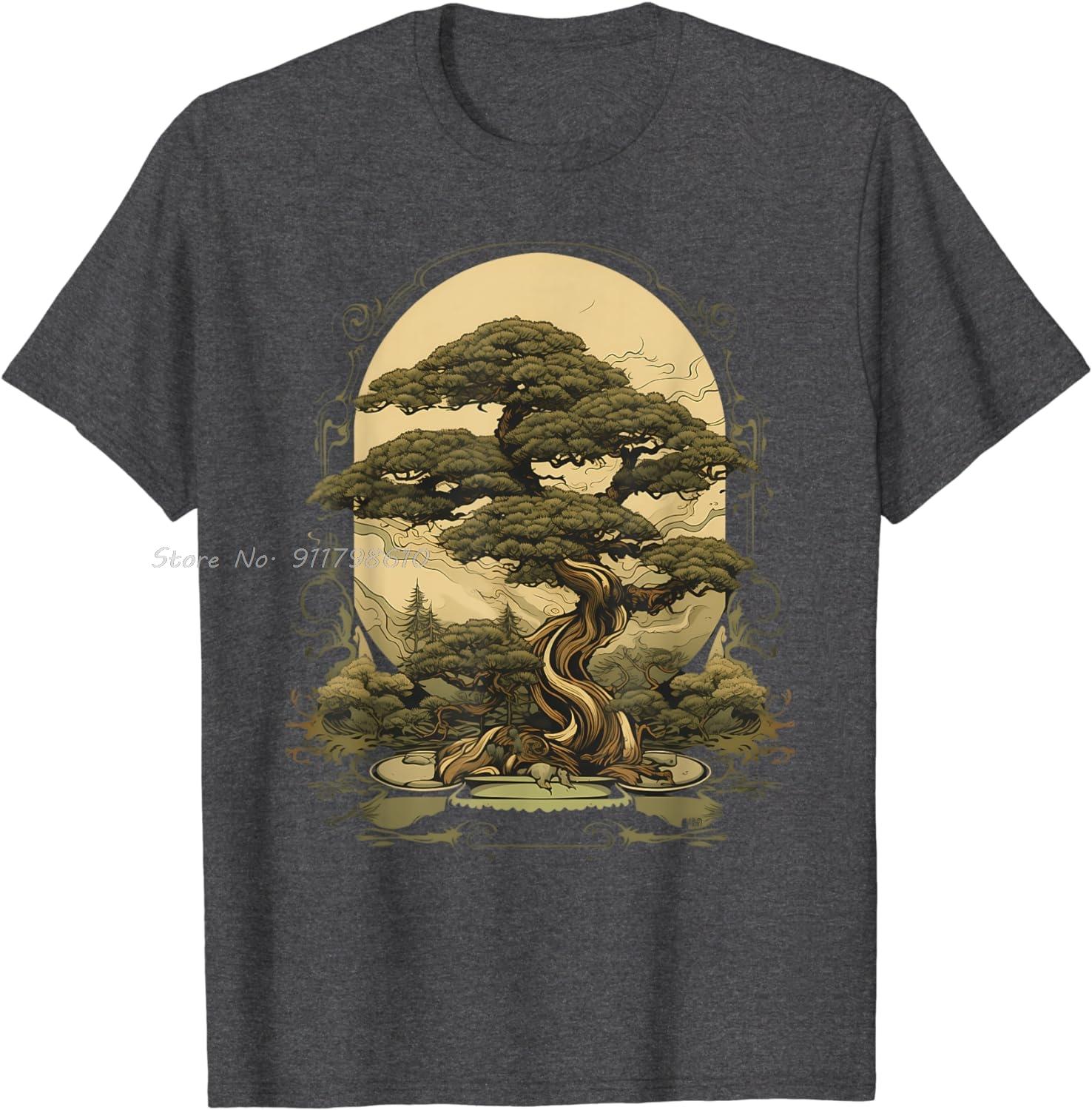 

Summer Oversized T-shirt New Horticultural Art Bonsai Cotton Tshirt Trend Unisex Tops Tees Men s Clothing Hip Hop Streetwear S