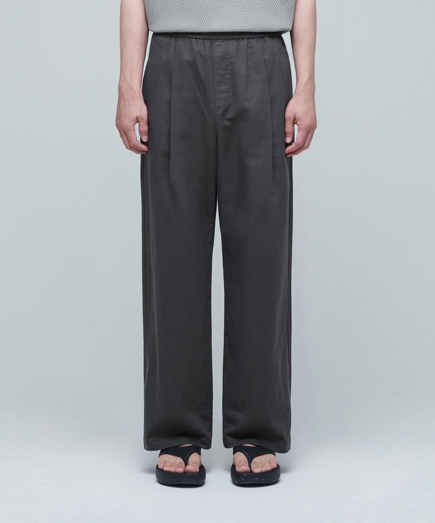 MUSINSA STANDARD Cotton Linen One-Pleat Wide Pants [Gunmetal]
