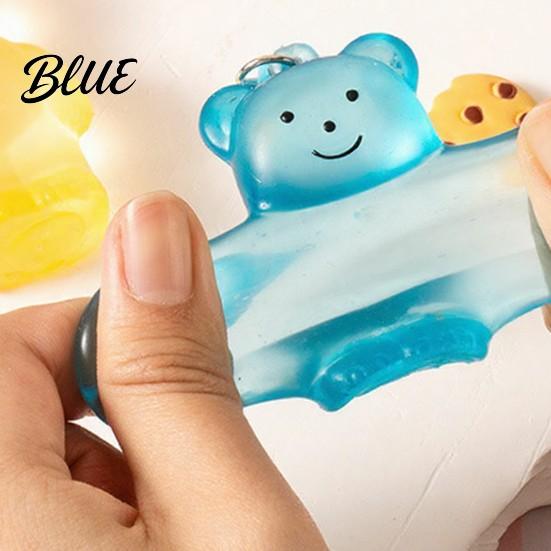 Stress Relief Fidget Toy Clear Bear Squeeze with Hanging Buckle Sensory Ball Slow Rising Sugar Decompression Animal Reliever