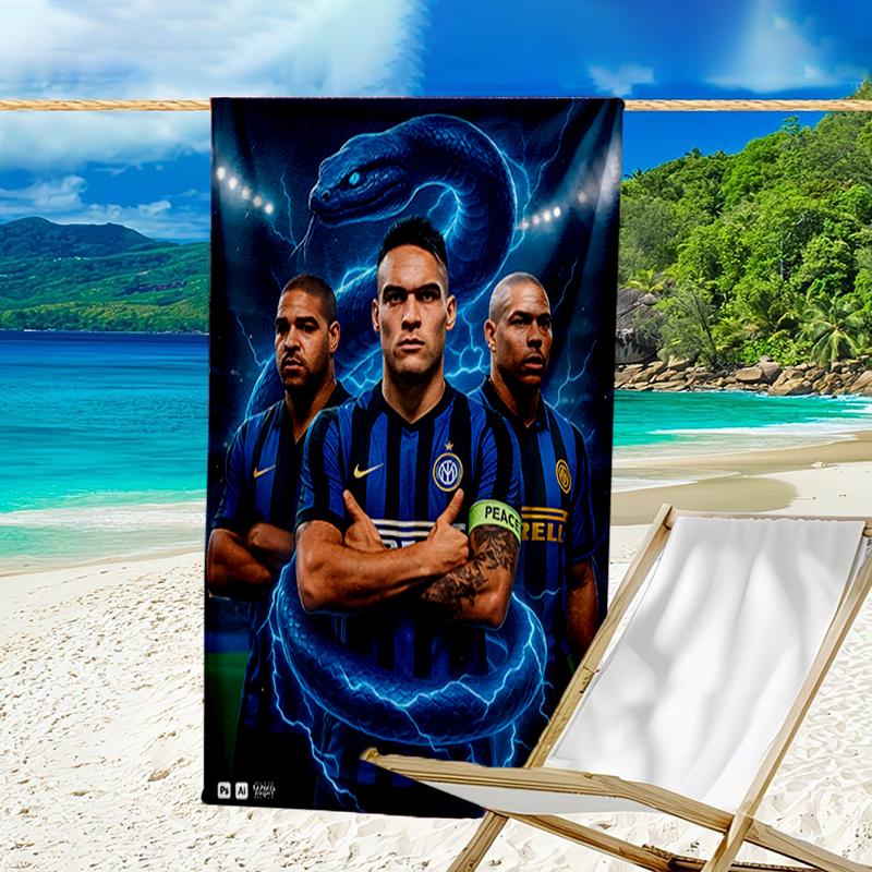Inter Milan Star Lautaro Beach Towel - Soft, Absorbent Microfiber, Lightweight, Ideal for The Beach, Parties, Travel, Camping fan gifts