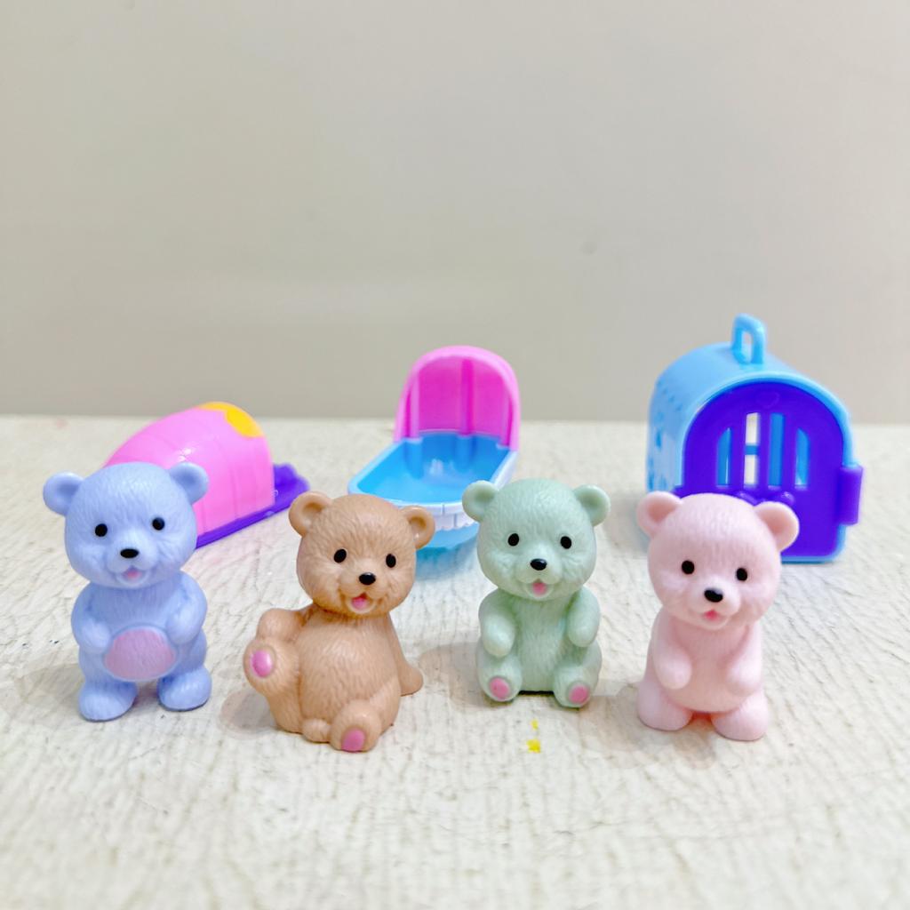 Children's Play House Toys with Teddy Bears Pet Bathrooms Scene Little Girls Family Pet Toys Gift for Kids