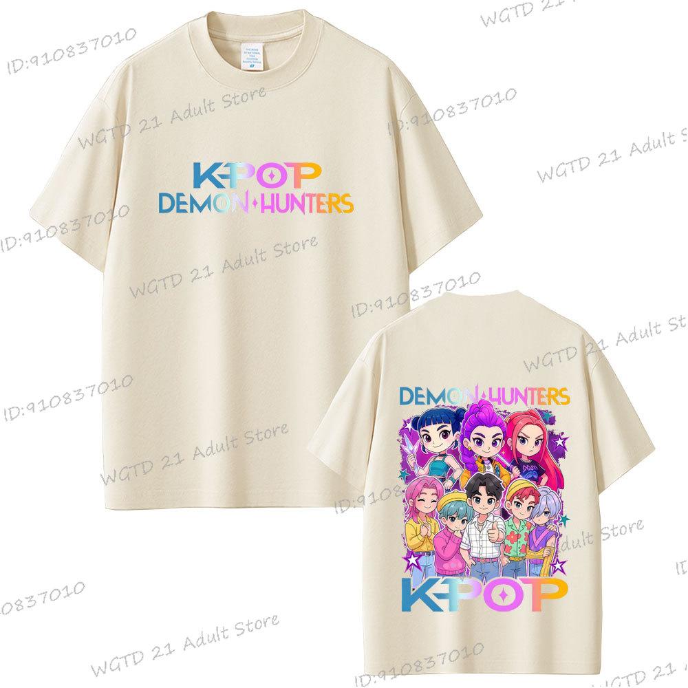 Horký film KPop Lovci démonů Tričko Kreslené Rumi Mira Zoey Saja Chlapecké tričko Pánské Dámské Bavlna Móda Kulatý výstřih Trička Dárek pro fanoušky