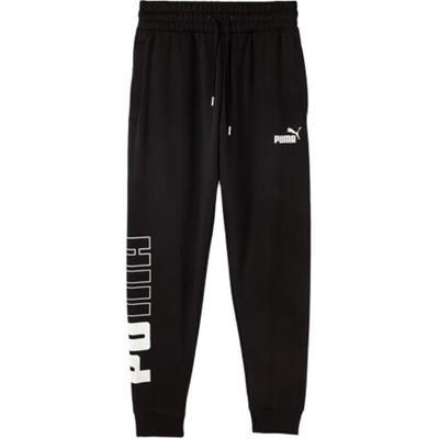 Power Letter Casual Print Drawstring Fleece Cuffed Knit Sports Pants Men Bottoms Black 686382-01