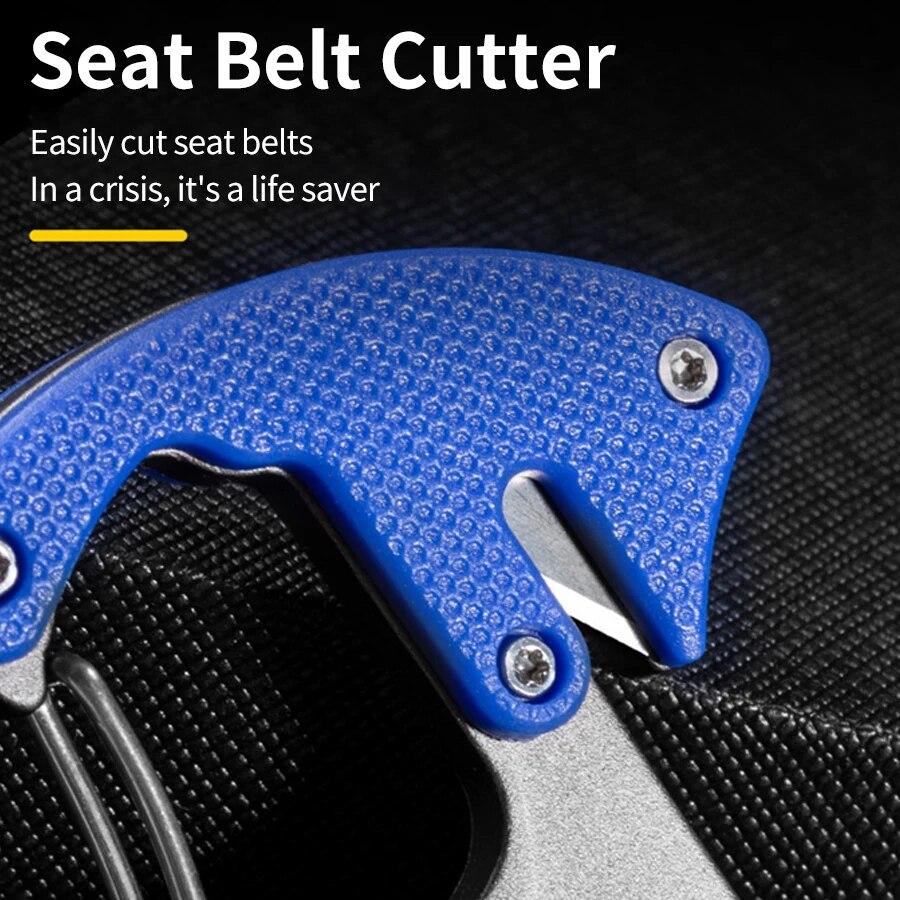 Mini COB Portable Keychain Flashlight 7 Lighting Modes Emergency Lamp with Screwdriver Window Breaking Hammer Seat Belt Cutter