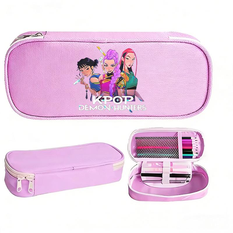 K-pop Demon Hunter Girl Group Pencil Case - Korean Style, Multifunctional Oxford Cloth Stationery Box for Students.