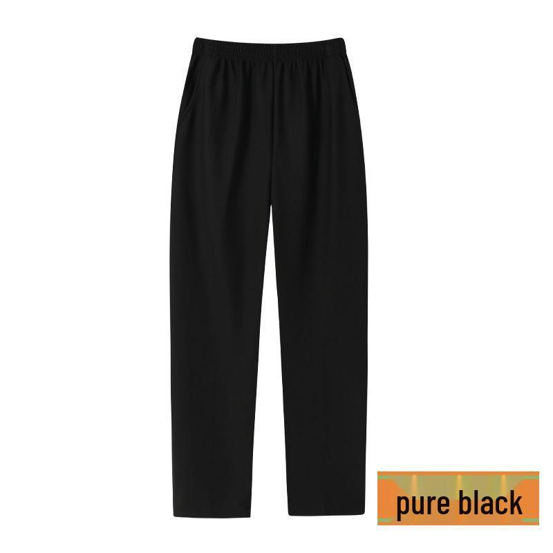

High-Waist Straight Leg Woolen Pants for Petite Women - Plus Velvet, Solid Color 5XL (150-165 lbs)