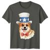 Patriotic Corgi Dog USA Flag Hat Unisexs TShirt