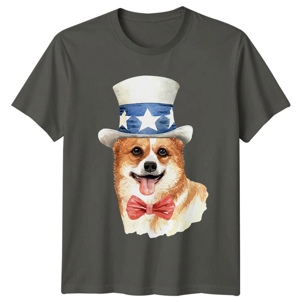 Patriotic Corgi Dog USA Flag Hat Unisexs TShirt
