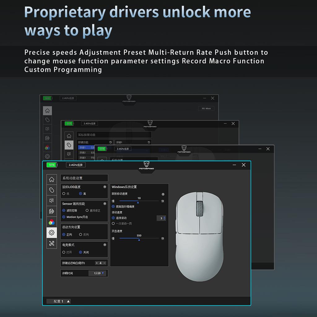 X6 Dual-Mode Wireless 26000DPI Mäuse PAW3395 Sensor Leichte Gaming-Mäuse mit 6 Tasten