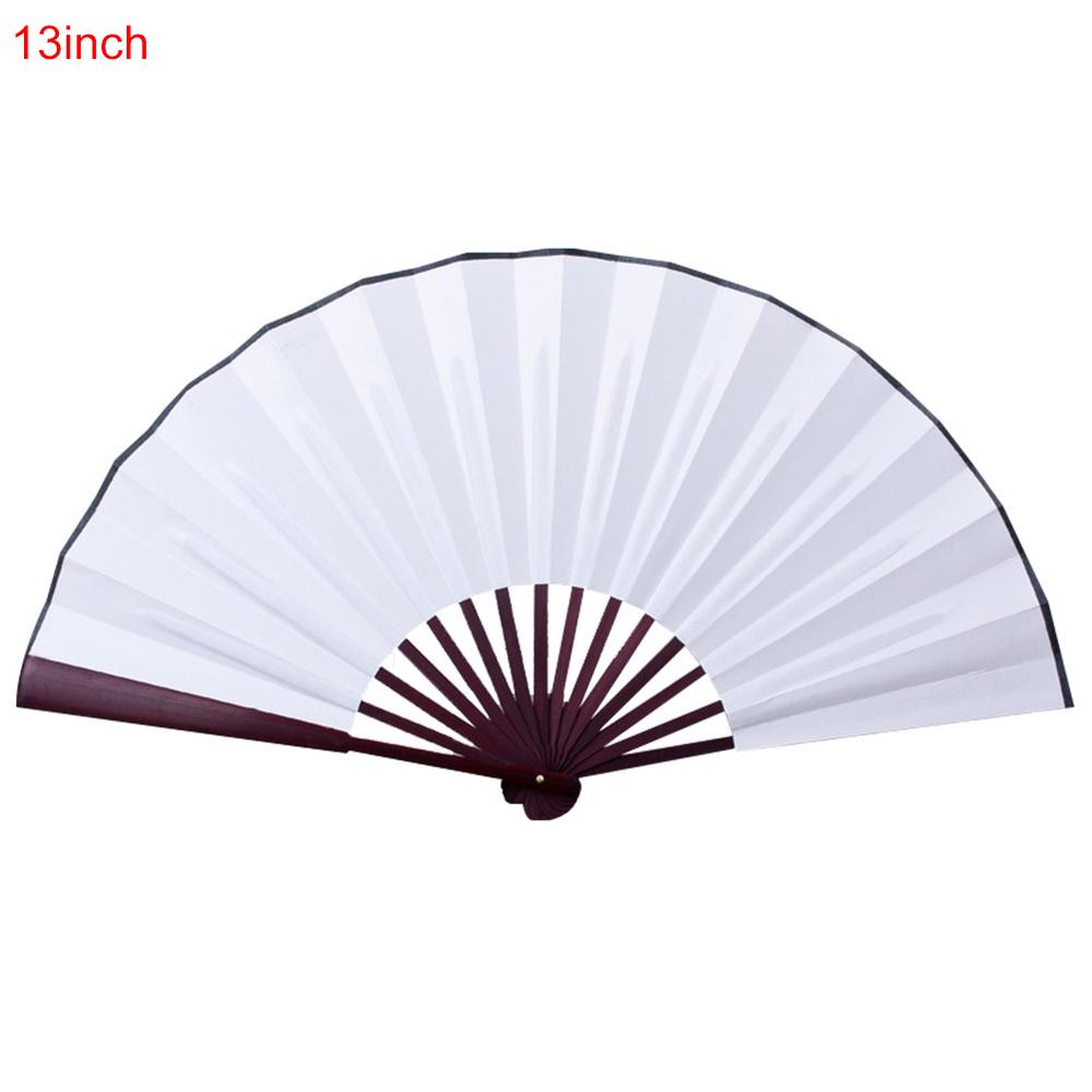 13-palcový skladací ventilátor z hodvábnej látky, prázdny, čínsky drevený bambusový starožitný skladací ventilátor na kaligrafiu, maľovanie, dekoráciu domu