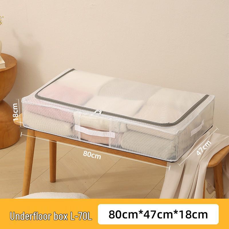 Under-Bed Transparent Shoe Storage Box with Steel Frame, Foldable & No-Install