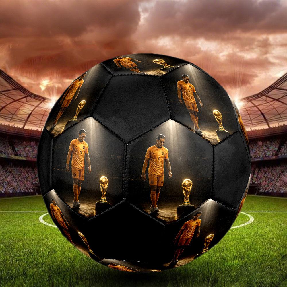 Van Dijk Printed Size 5 Soccer Ball, Machine-Stitched PVC, Durable & High Bounce, All Ages Fit, Fan Merchandise, Matches & Outdoor Use.