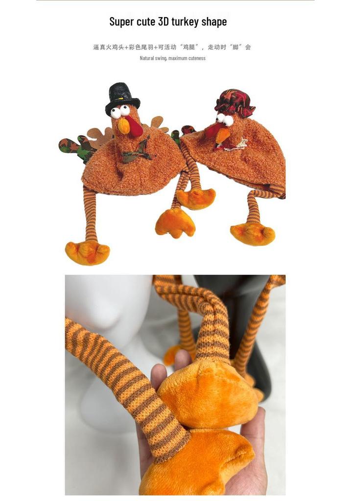 Thanksgiving Cartoon Turkey Plush Hat - Festive Party Decoration