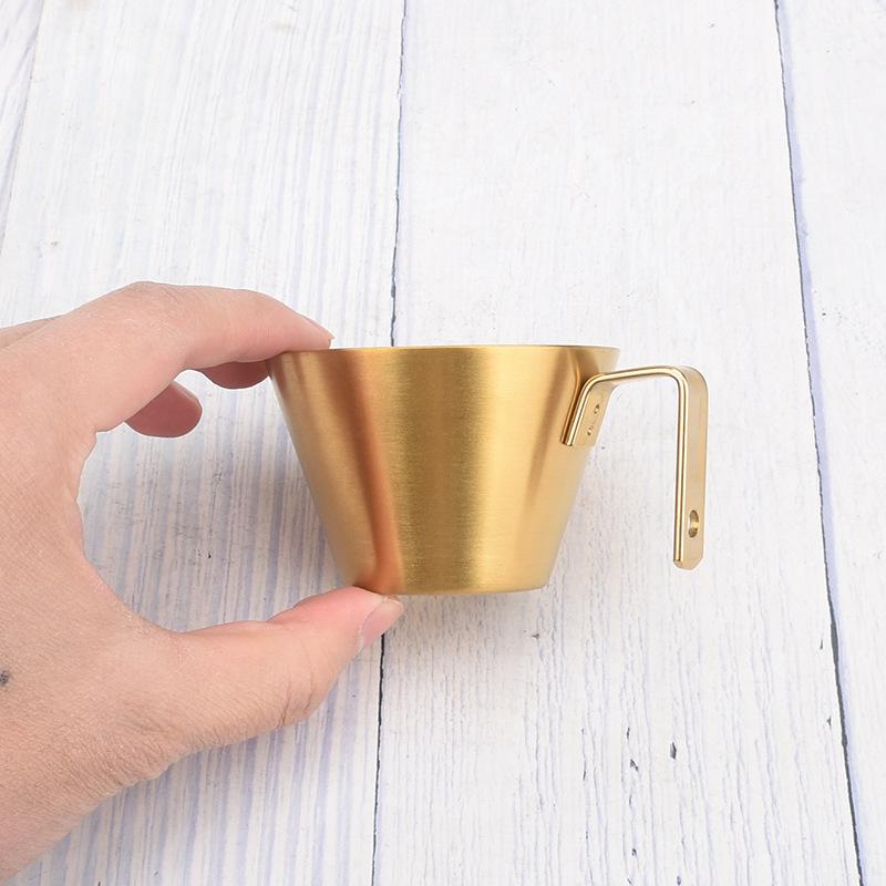 Kaffee Extraktionstasse 100ML Edelstahl Messbecher mit Skala Griff Verdickte Unzen Kaffeetasse Heim Café Zubehör