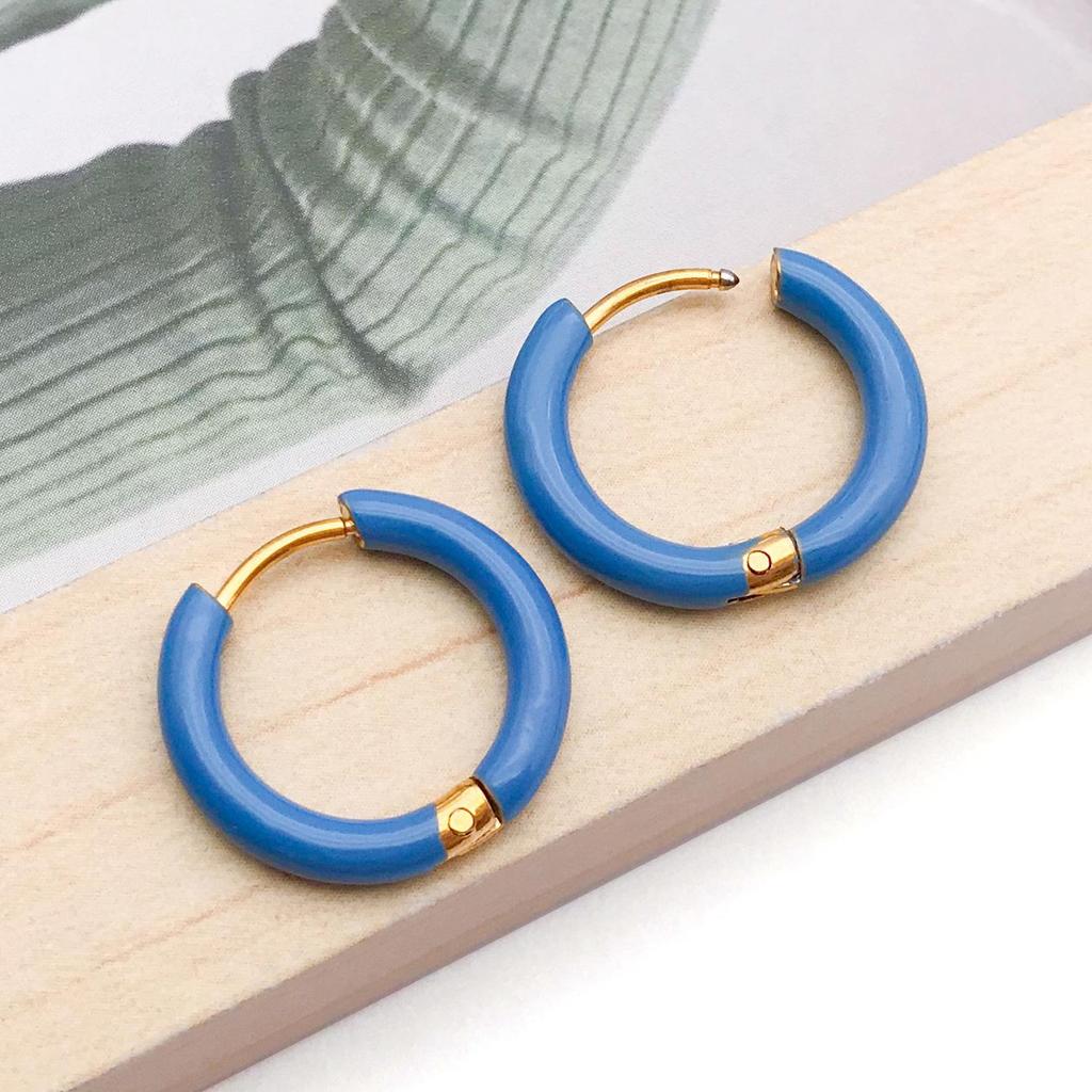 Stainless Steel Enamel Drip Earrings: U-Shaped Geometric C-Studs, Titanium Steel DIY Accessories