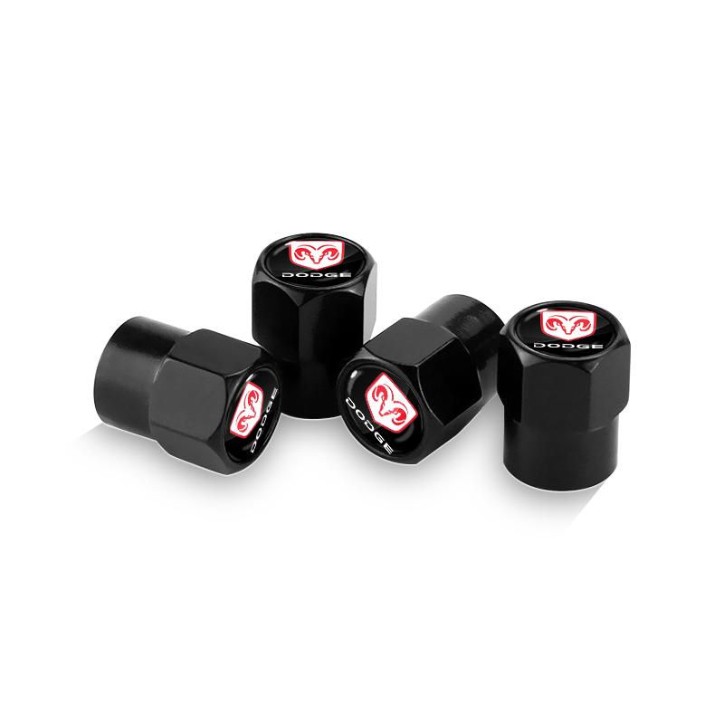 4pc Car Wheel Tire Valve Caps Tyre Stem Covers Airdust Waterproof for Dodge SXT Challenger Charger RAM 1500 Stratus Dart Dakota Charger Avengr Durango