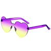 Love Heart Shape Sunglasses Women Rimless Frame Tint Clear Lens Colorful Sun Glasses Female Red Pink Yellow Shades Travel