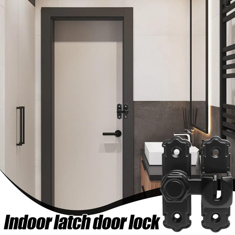 Door Latch No-Punching Bathroom Privacy Door Latches Metal Safety Inside Locking Hardware For Bedroom Balcony Kitchen Backyard