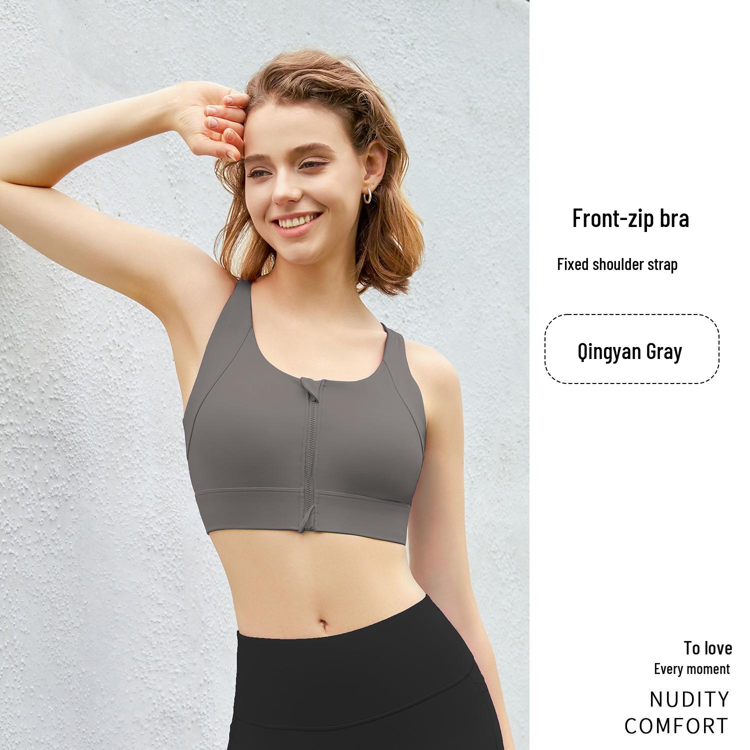 

Женский спортивный бюстгальтер с высокой степенью поддержки на молнии спереди из лайкры - Ударопрочный, со встроенными чашками, летний жилет для йоги M