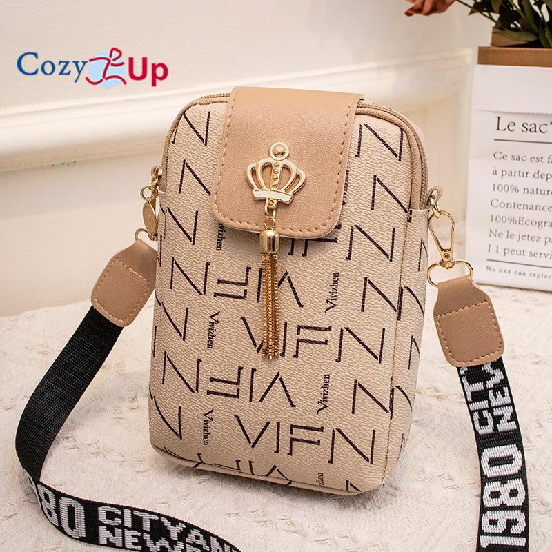 

Уютная сумка для мобильного телефона с принтом, простая и модная, универсальная сумка через плечо 19x13x3.5cm бежевый