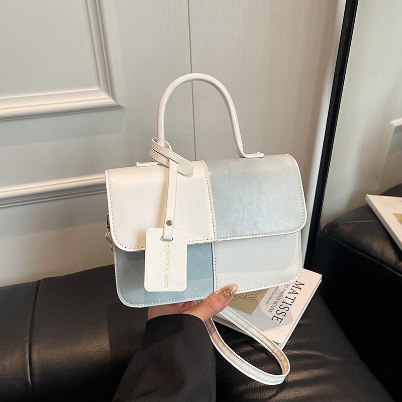 New Fashion Trend Niche Contrasting Color Design Portable Small Square Bag High Texture Shoulder Messenger Bag Fashion Women's Bag