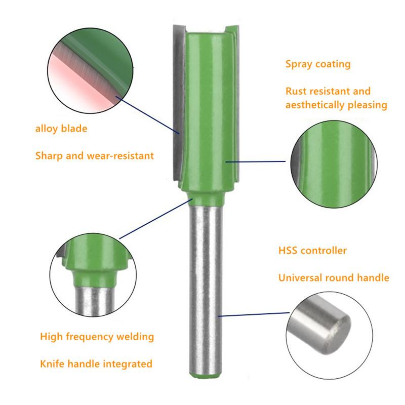 6mm 6.35mm Shank straight groove trimming cutter, 3 4 5 6 8 10 12mm hard alloy trimming slotting woodworking milling cutter
