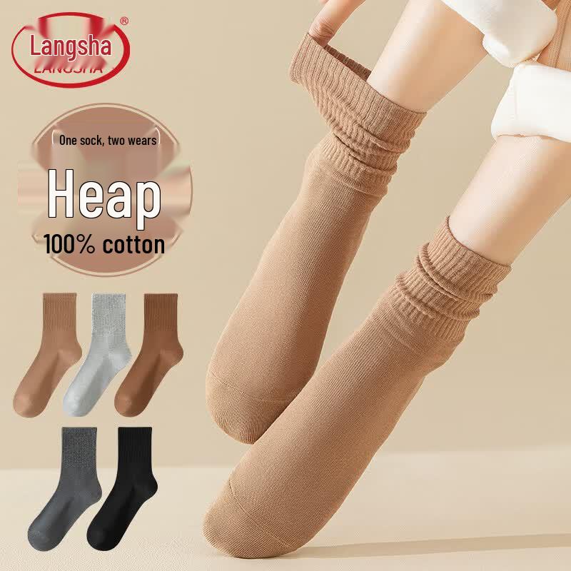 Langsha Women's 100% Cotton Mid-Calf Socks