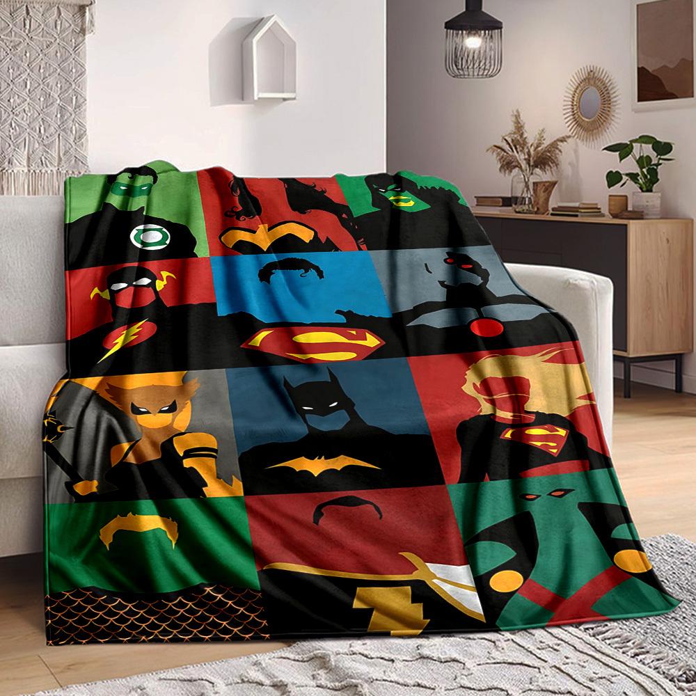 1pc Superhero Blanket Lightweight Flannel Throw For Sofa, Bed, Travel, Livingroom, Office, Couch, Chair, And Bed