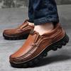 Men Winter Plush Snow Casual Shoes Genuine Leather Mens All-match Loafers Classic Men Shoes for Wedding New Mens Slip On Flats