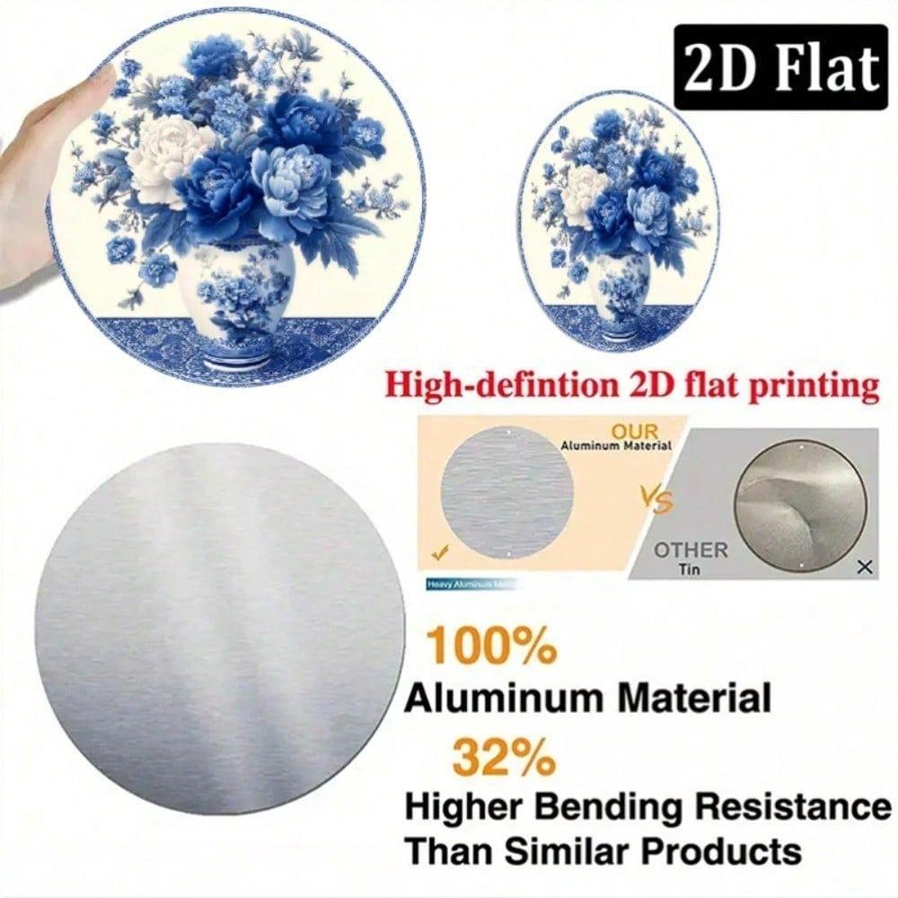 2D Flat Round Metal Sign 8 Inch White Wall Decor for Home Cafe Kitchen Restaurant Apartment Ambiance