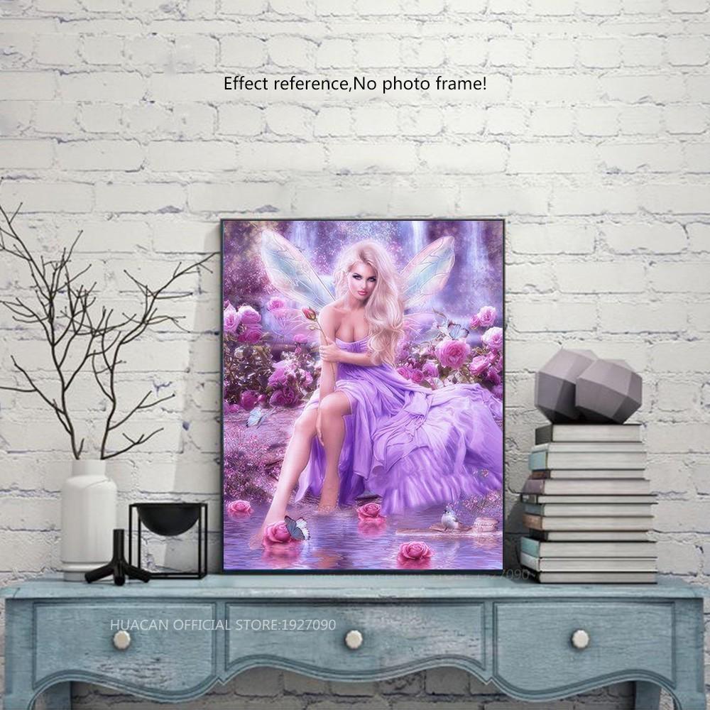 huacan Pink Girl Diamond Embroidery Diamond Mosaic Cross Stitch Painting Birthday Gift.