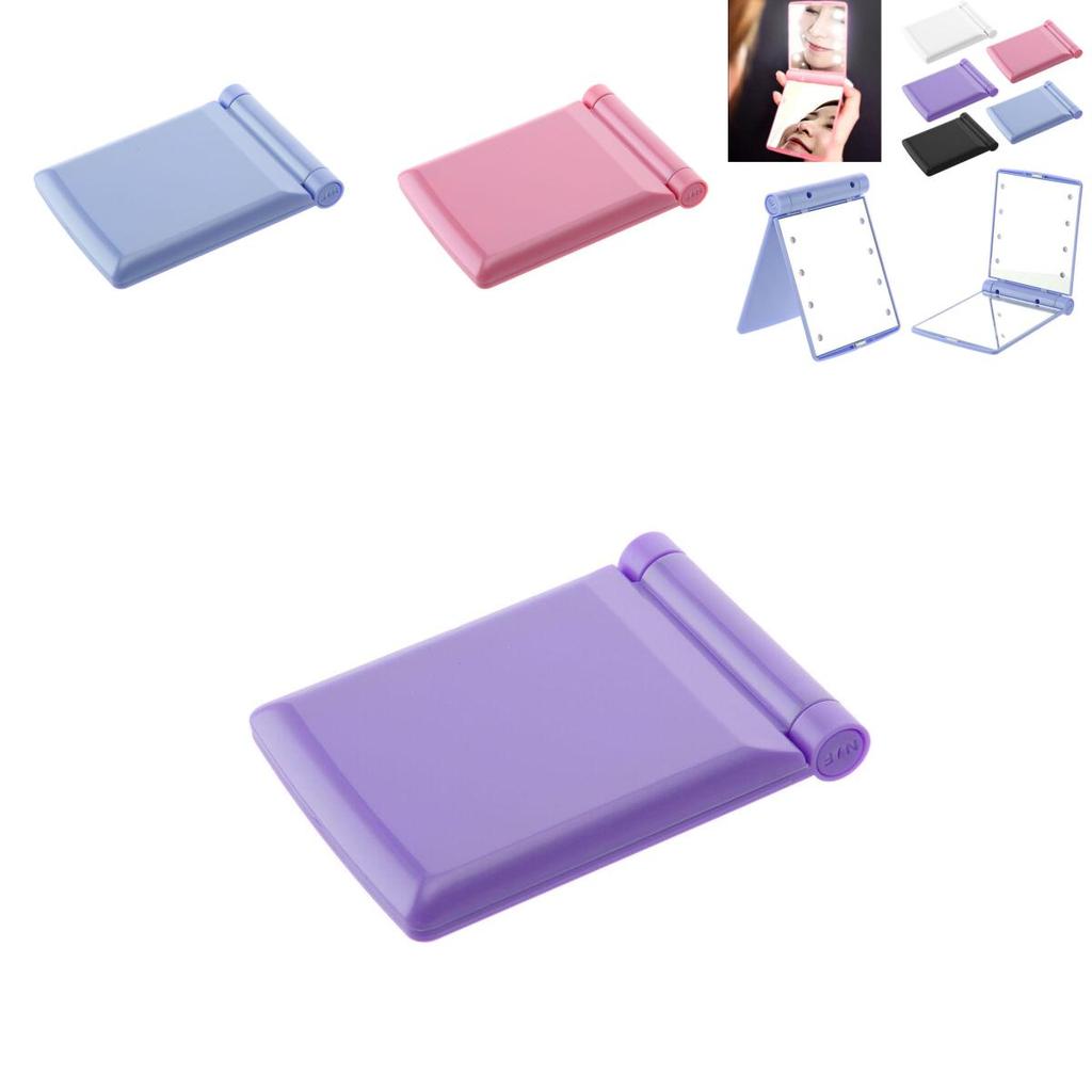 Makeup Cosmetic Folding Portable Compact Pocket Mirror With 8 Led Lights Lamps For Perfect Illumination