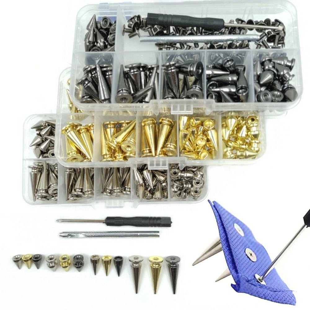 80 Sets Gold Silver Black Clothes Spikes Kit DIY Decoration Back Studs & Spike  Leather Craft