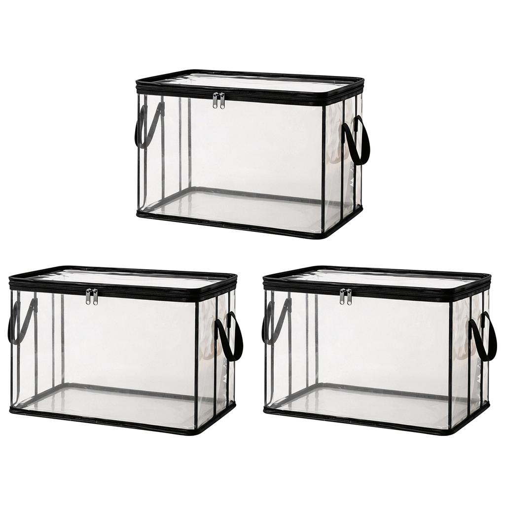 Large Thickened Transparent Plastic Storage Bag with Zipper Handles for Clothes Moving Box Cover Organizer for Home Dormitory Closet Storage Box