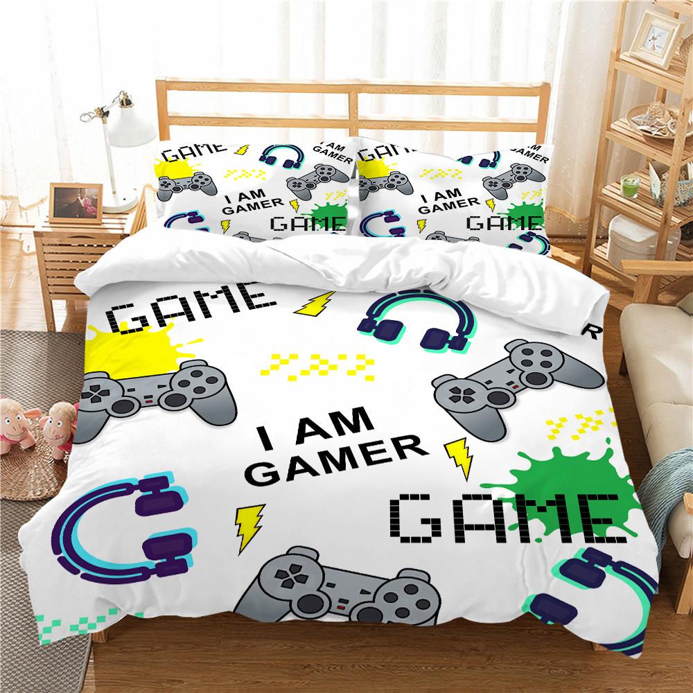 3D Game Player Quilt Pillowcase 3/2-piece Family Bedroom Bedding Set Single Bed Double Bed Full Size Household Bedding