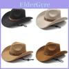 Vintage Brown Denim Hat With Wide Brim For Sun Protection And Breathability