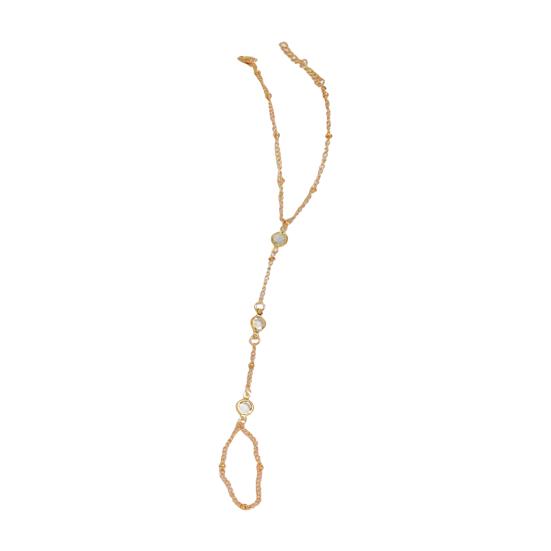 

Женская цепочка на руку, блестящие стразы, инкрустированные на запястье, браслет-веревка, кольцо, ювелирные изделия для рук, модный аксессуар золотистый