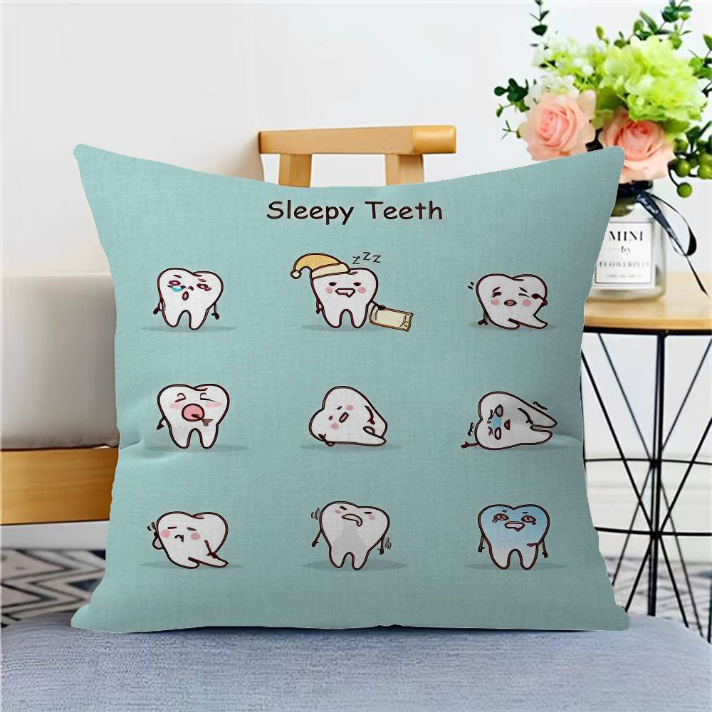 

Dentist Dental Teeth Tooth Stitch Lucky Dragon Pillow Cover Sofa Cushion Cover Home Room Decoration Children Gift 12x12Inch