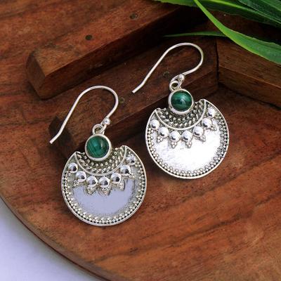 Orecchino da Donna in Pietra Preziosa Malachite Argento Sterling 925 Puro 100% Gioielleria Fine