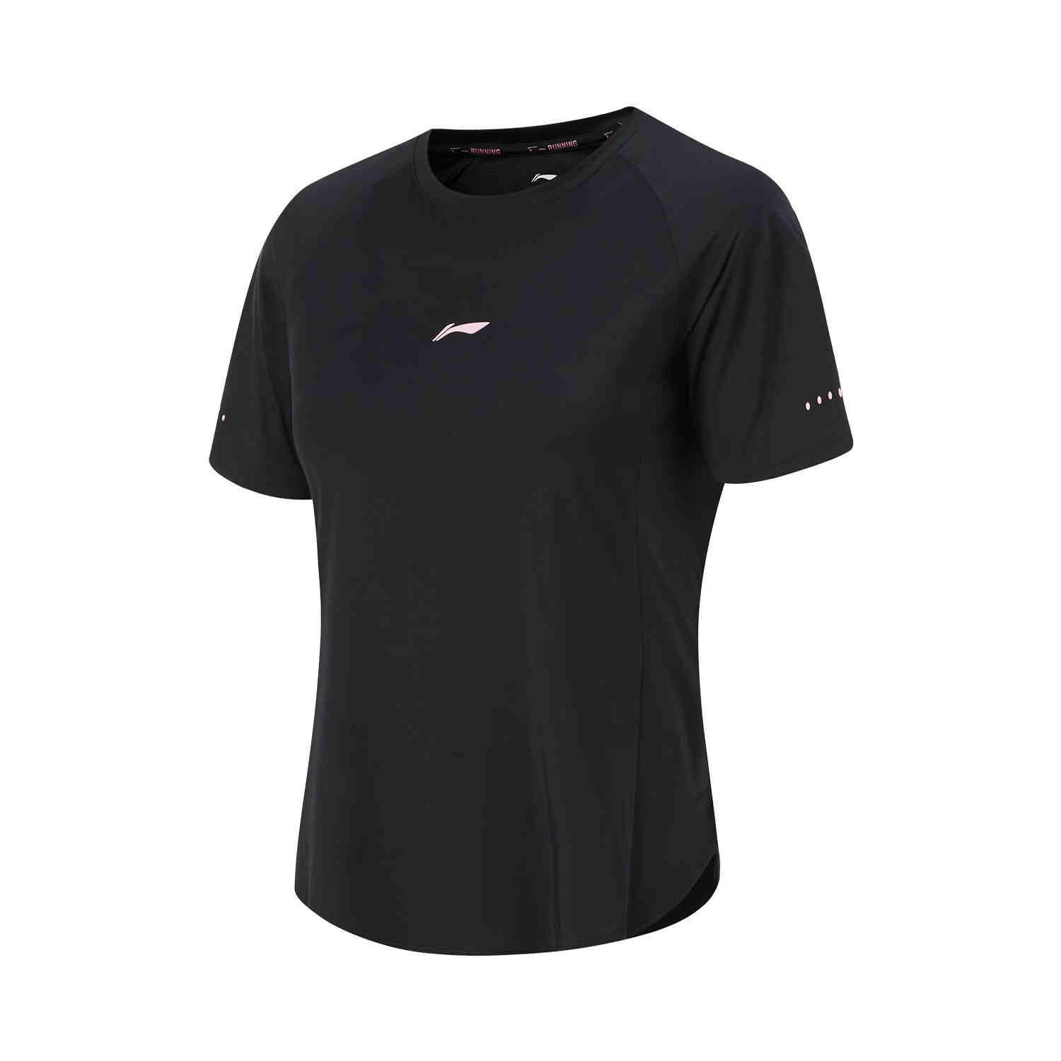 

Li Ning Беговая серия Однотонная футболка с круглым вырезом Удобная Влагоотводящая Универсальная футболка с коротким рукавом Женские топы Черный ATSU580-1 S