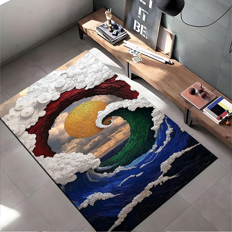Abstract Ocean and Sun Carpet suitable as a non-slip mat for the living room or bedroom sofa