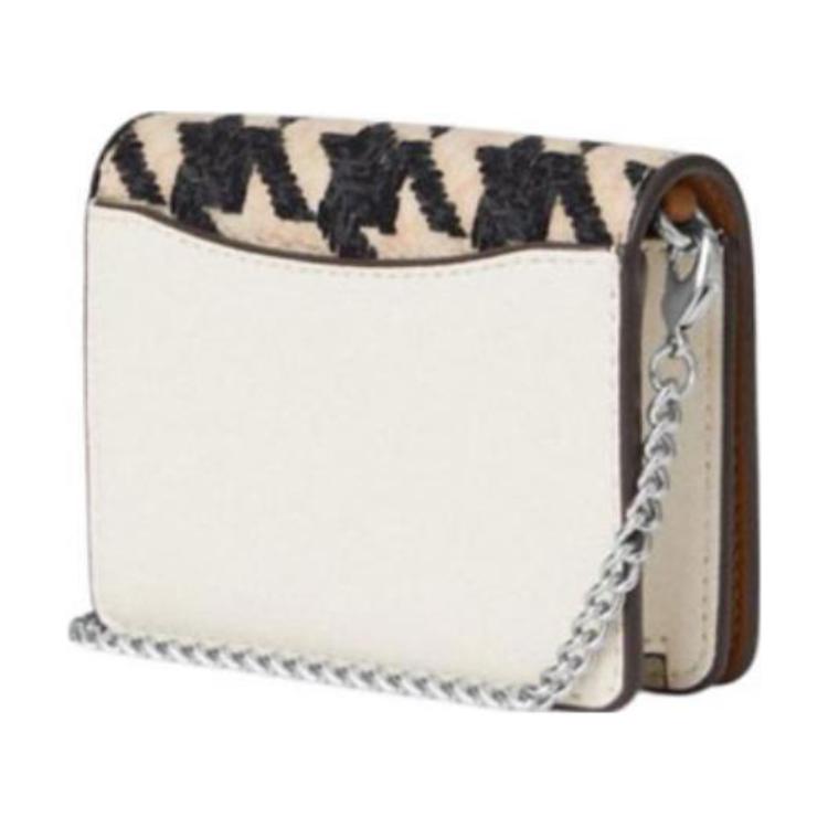 New COACH Canvas With Leather Square Bag Wallet Mini Women's Milk Tea & Black CJ679-SVVRW