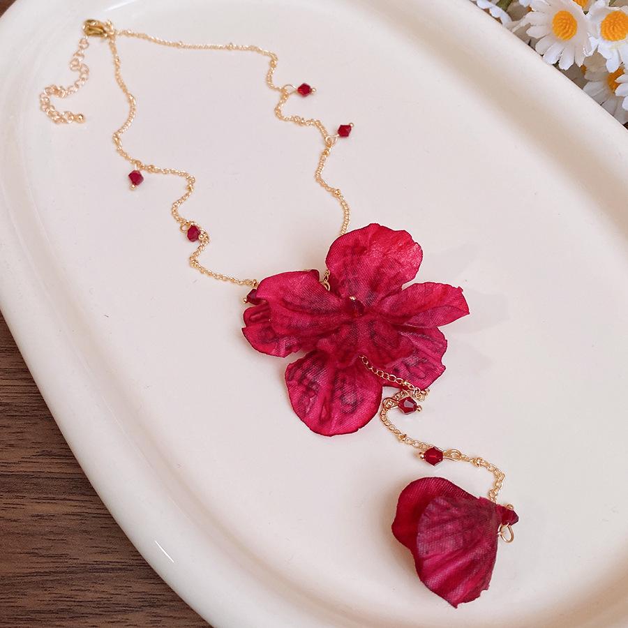 Элегантное французское ожерелье с цветком из циркона и жемчугом - Ретро стиль, цепочка на ключицу для женщин