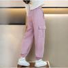 Cargo Pants for Girls Kids Casual Trousers   Trendy Korean Style Bunded Feet Children's Pants