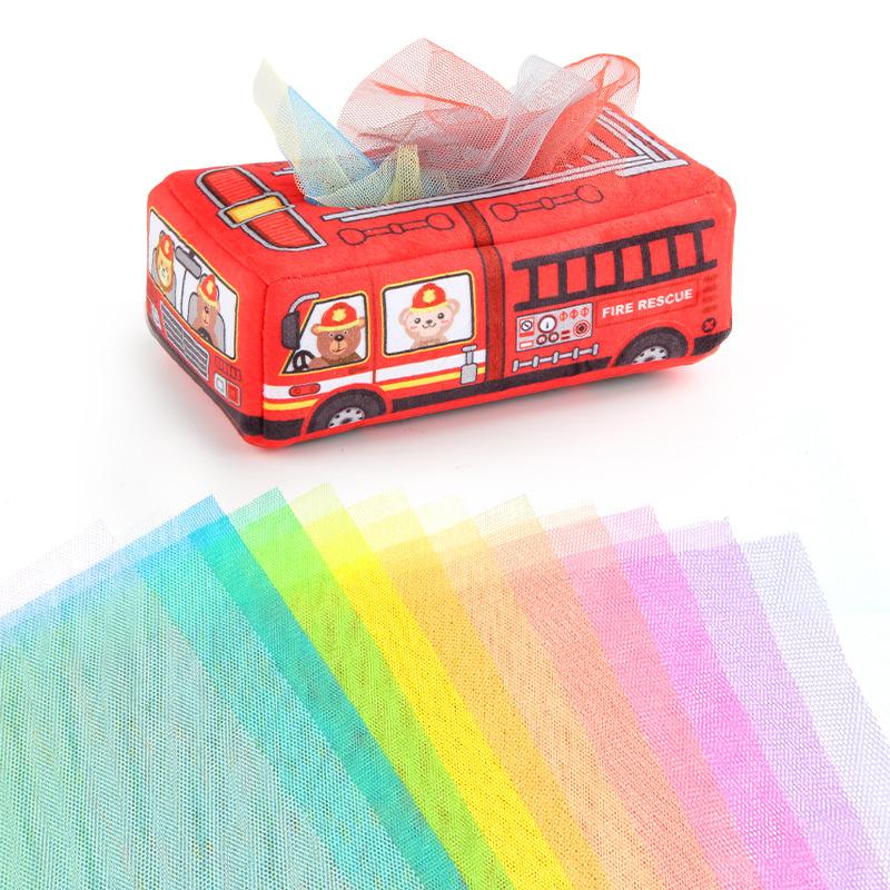 Baby Puzzle Early Education Cloth Book Toy Box Baby Ring Paper Cloth Book Simulation Train School Bus Can'T Be Torn And Drawn Tissue Box